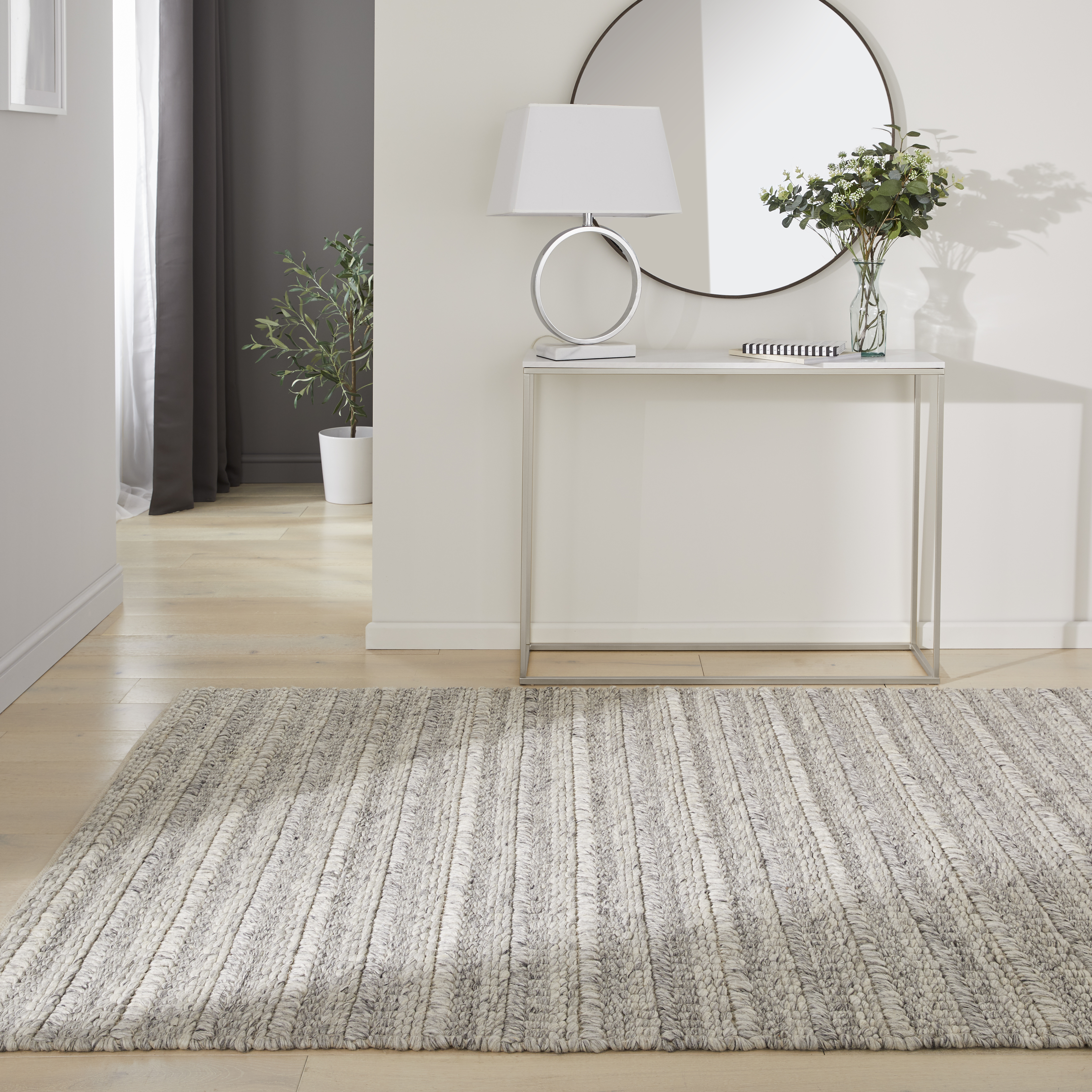 Savannah Textured Wool Woven Rugs In Grey